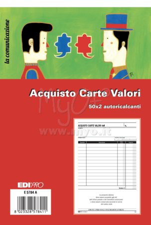 Ricevute di Acquisto Valori Bollati, 15x23 Cm, 50x2 Copie