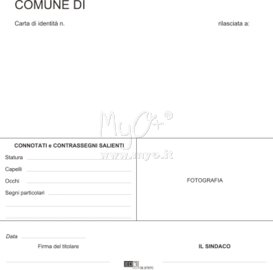 CARTELLINO CARTA IDENTITÀ IN SEPLICE E SENZA DICHIARAZIONE PER PROCEDURA HALLEY - CONFEZIONE DA 100, 097870