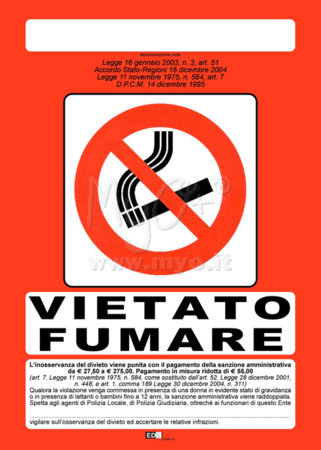 CARTELLO "VIETATO FUMARE" - CONFEZIONE DA 10