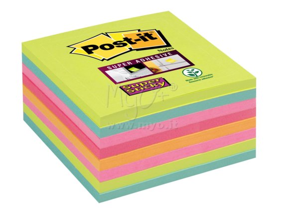 Post-it® Super Sticky Arcobaleno, 8 Blocchi, 76x76 mm