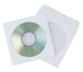Busta Porta CD-DVD, in Carta e Finestra Trasparente sul Fronte, Bianco