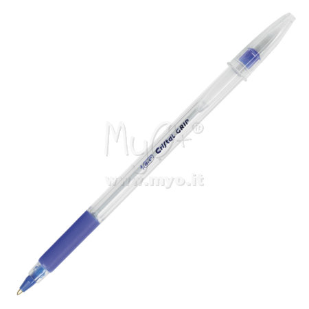 Penna Sfera Cristal Grip con Tappo, Disponibile in Diversi Colori  