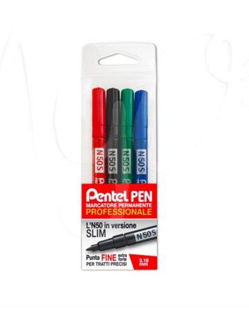 Pennarello Pen N50 Slim, Indelebile, Punta Tonda, Vari Colori