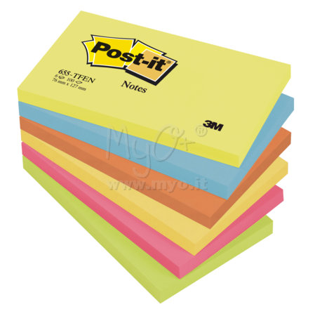 Post-it® Energy, Foglietti Riposizionabili, 6 Blocchetti, 100 Fogli, Varie Dimensioni e Colori